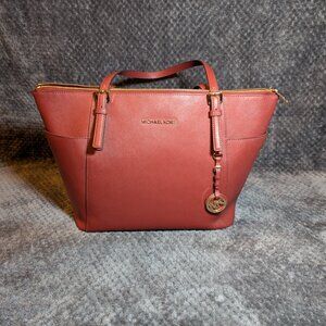 Michael Kors Charlotte Saffiano Leather Top-Zip Tote Bag